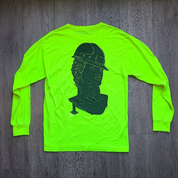 TOM'S FULL SERVICE neon green-yellow long sleeve shirt by Homoco size M